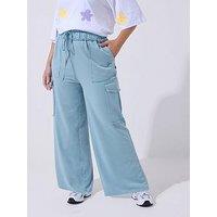 Yours Curve Washed Cargo Joggers - Blue