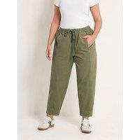 Yours Curve Twill Tapered Trouser - Green