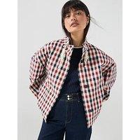 Tommy Hilfiger Check Relaxed Short Parka - Dark Magma