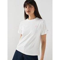Tommy Hilfiger Script Logo Regular Fit Crew Neck Shot Sleeve T-Shirt - Cream