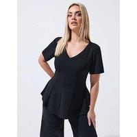 Yours Curve V Neck Corset Shaping Top - Black
