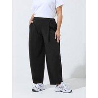 Yours Curve Barrel Pleated Trouser - Black