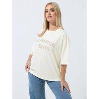 Yours Curve Summer Days Short Sleeve T-Shirt - White