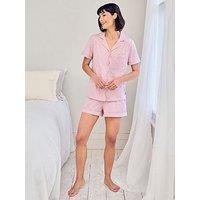 Chelsea Peers Cotton Scallop Edge Long Pyjama Set - Pink