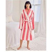 Chelsea Peers Cotton Towelling Stripe Dressing Gown - Pink