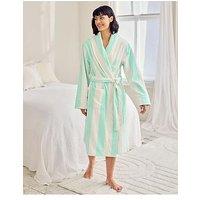 Chelsea Peers Cotton Towelling Stripe Dressing Gown - Aqua