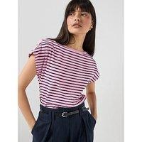 Tommy Hilfiger Cap Sleeve Striped T-Shirt - Pink