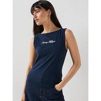 Tommy Hilfiger Classic Script Boat Neck Top - Blue