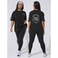 Yours Curve Motivation Club Active T-Shirt - Black
