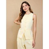 Little Mistress Scallop Detail Waistcoat - Yellow