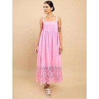 Little Mistress Astrid Pink Embroidered Hem Midaxi Dress Vicky Pattison Edit