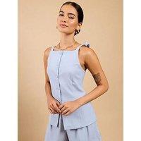 Little Mistress Tie Strap Waistcoat - Pale Blue