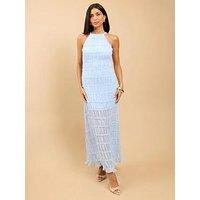 Little Mistress Textured Maxi Dress - Blue