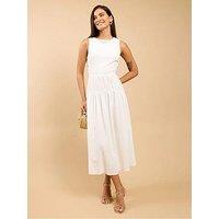 Little Mistress Dropped Waist Midi Dress - White