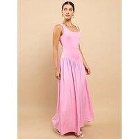 Little Mistress Pink Dropped Waist Midaxi Dress