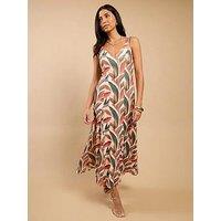Little Mistress Carlotta Leaf Print Maxi Dress Vicky Pattison Edit