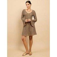 Little Mistress Brown Stripe Knit Mini Dress