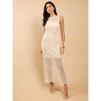Little Mistress Champagne Sequin Maxi Dress