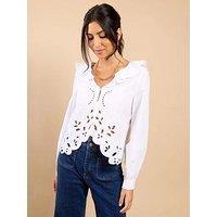 Little Mistress Broderie Frill Top - White