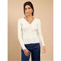 Little Mistress Scallop Knit Cardigan - White