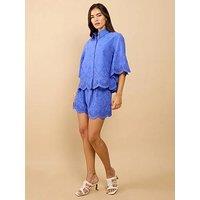 Little Mistress Embroidered Shorts - Blue