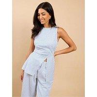 Little Mistress Lyselle Blue Stripe Side Gather Top Vicky Pattison Edit