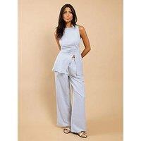Little Mistress Stripe Wide Leg Trousers - Blue