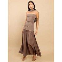 Little Mistress Dropped Waist Maxi Dress - Mink