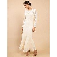 Little Mistress Textured Lace Midaxi Dress - Cream