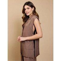 Little Mistress Side Tie Waistcoat - Brown