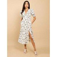 Little Mistress Natural Embroidered Midi Dress - Cream