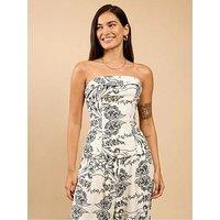 Little Mistress Monochrome Floral Print Bandeau Top - Multi