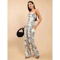 Little Mistress Monochrome Floral Print Wide Leg Trousers - Multi
