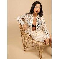 Little Mistress Crochet Shirt - Beige