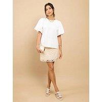 Little Mistress Crochet Mini Skirt - Beige