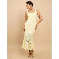 Little Mistress Crochet Midaxi Dress - Yellow