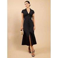 Little Mistress Gathered Detail Midaxi Shirt Dress - Black