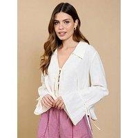 Little Mistress Tie Detail Blouse - Cream