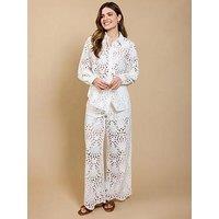 Little Mistress Broderie Trousers - White
