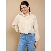 Little Mistress Cropped Shirt - Beige