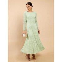 Little Mistress Textured Midaxi Dress - Sage Green