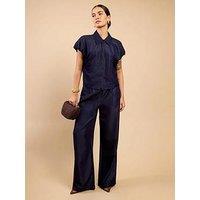 Little Mistress Short Sleeve Denim Top - Navy