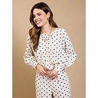 Little Mistress Polka Dot Balloon Top - Cream