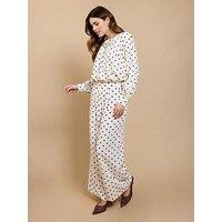 Little Mistress Polka Dot Wide Leg Trousers - Cream