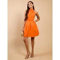 Little Mistress Orange Halterneck Mini Dress