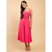 Little Mistress Lace Detail Midaxi Dress - Pink