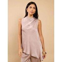 Little Mistress Mink Satin Asymmetric Top