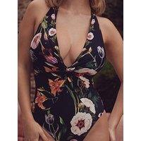 Ted Baker B By Floral Plunge Swimsuit /Black