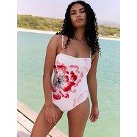 Ted Baker B By Ted Baker Floral Bandeau Swimsuit - White