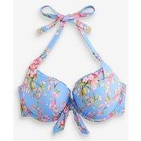 B By Ted Baker B By Floral Plunge Halter Bikini Top - Print - Blue